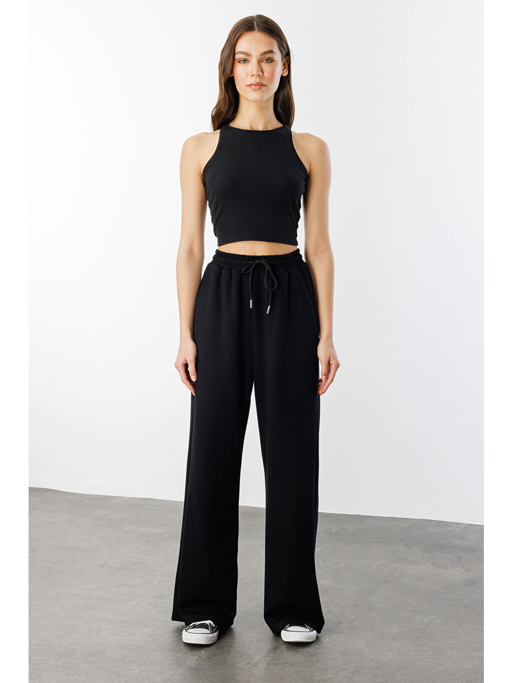 Siyah Kadın Geniş Paça Modal Eşofman Altı MODAL-EŞOFMAN-2