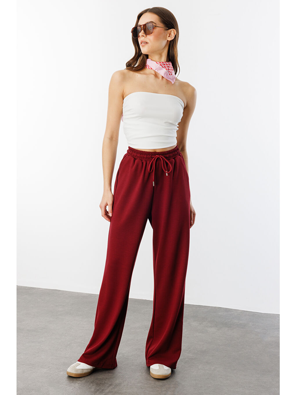 Bordo Kadın Geniş Paça Modal Eşofman Altı MODAL-EŞOFMAN-1