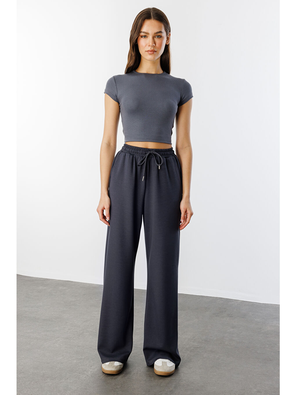 Gri Kadın Geniş Paça Modal Eşofman Altı MODAL-EŞOFMAN