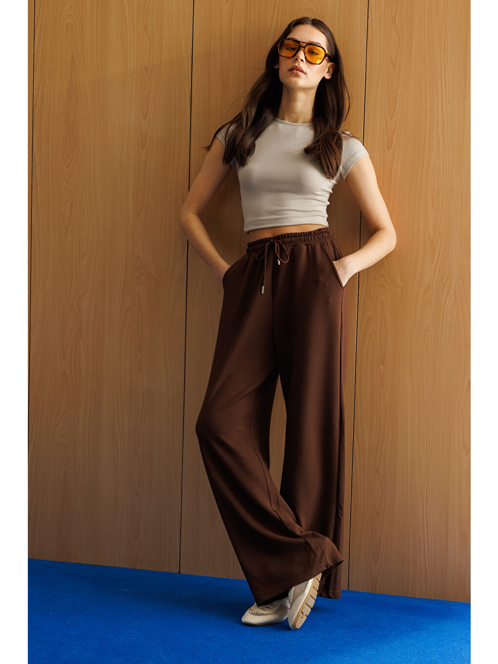 Kahverengi Kadın Geniş Paça Modal Eşofman Altı MODAL-EŞOFMAN-4