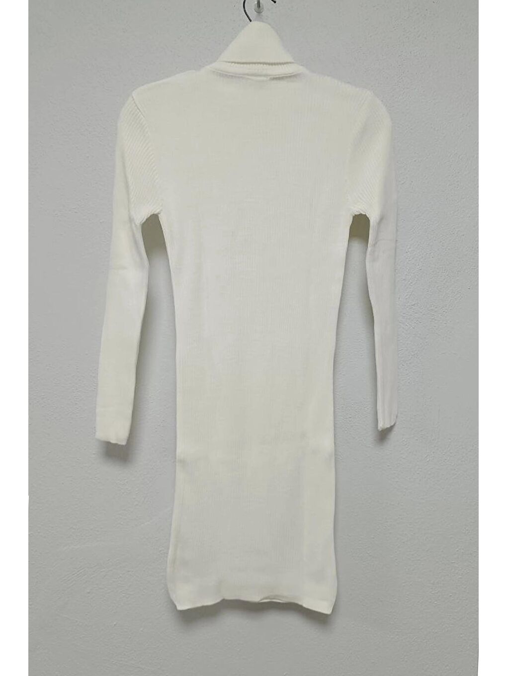 Ekru Balıkçı Yaka Fitilli Slim Elbise-1