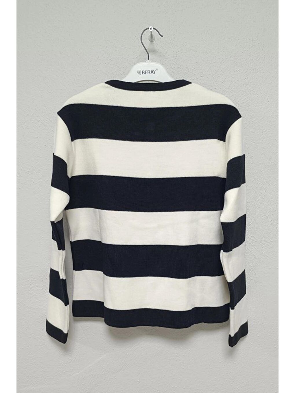 Siyah Beyaz Çizgili Düğmeli Ceket-1