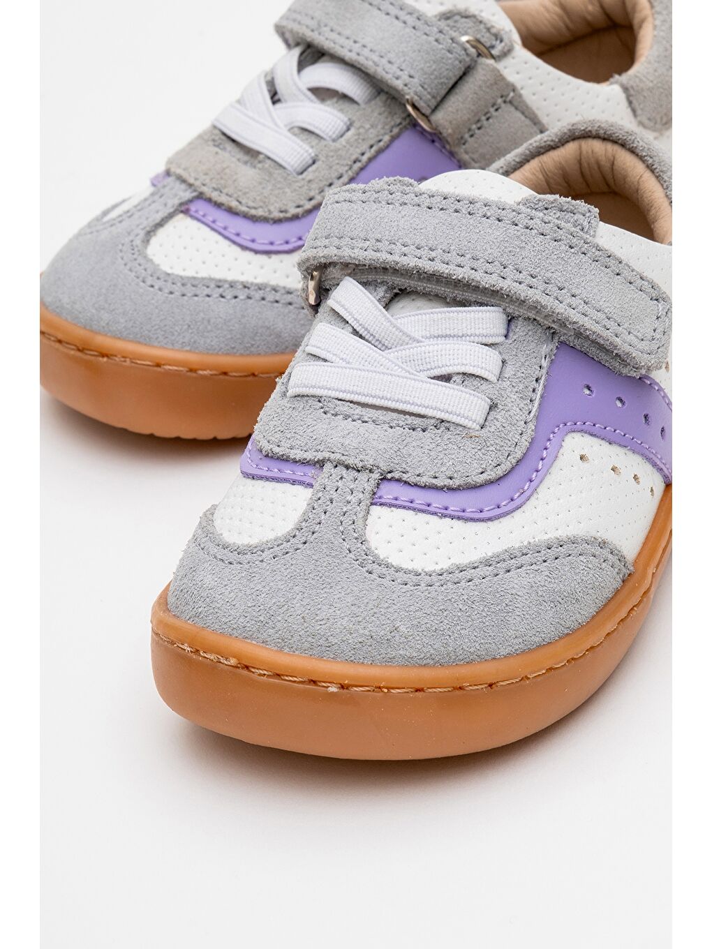 Unisex Çocuk Beyaz-Lila Hakiki Deri Günlük İlk Adım Ayakkabı-1