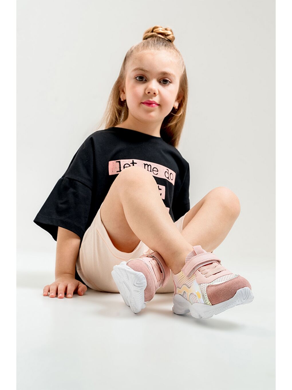 Pembe Kız Çocuk Pudra Hakiki Deri Spor Ayakkabı