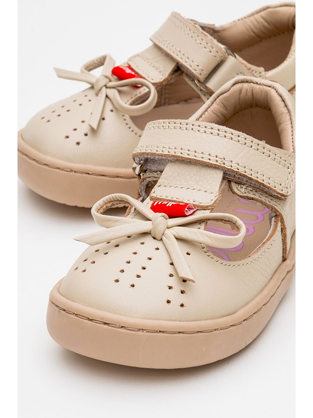 Kız Çocuk Bej Hakiki Deri Günlük Babet-1