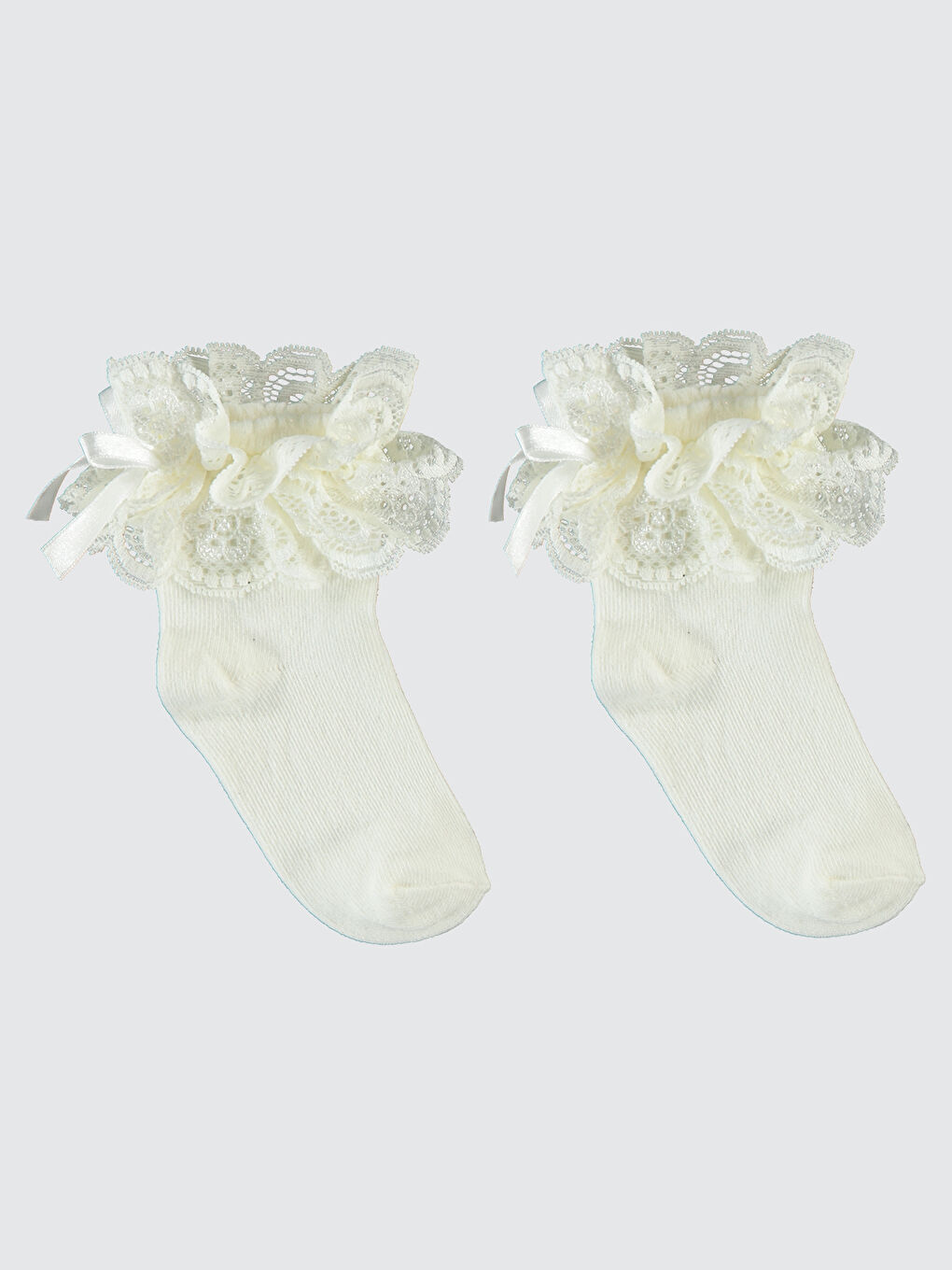 Ekru Kız Çocuk Çorap 2-9 Yaş Krem