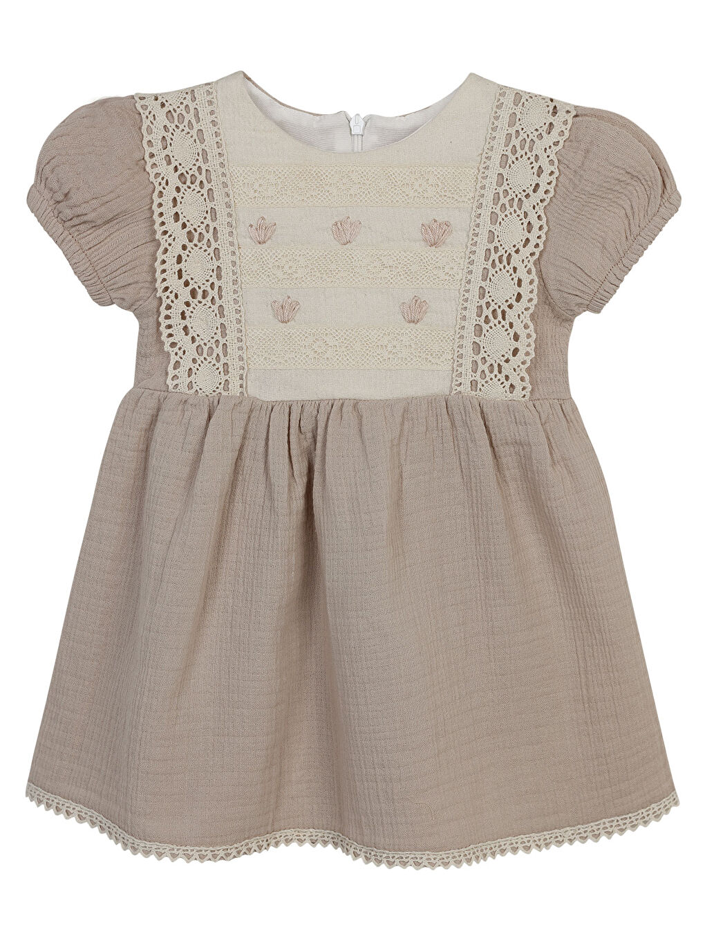 Pembe Kız Bebek Elbise 6-18 Ay Pudra