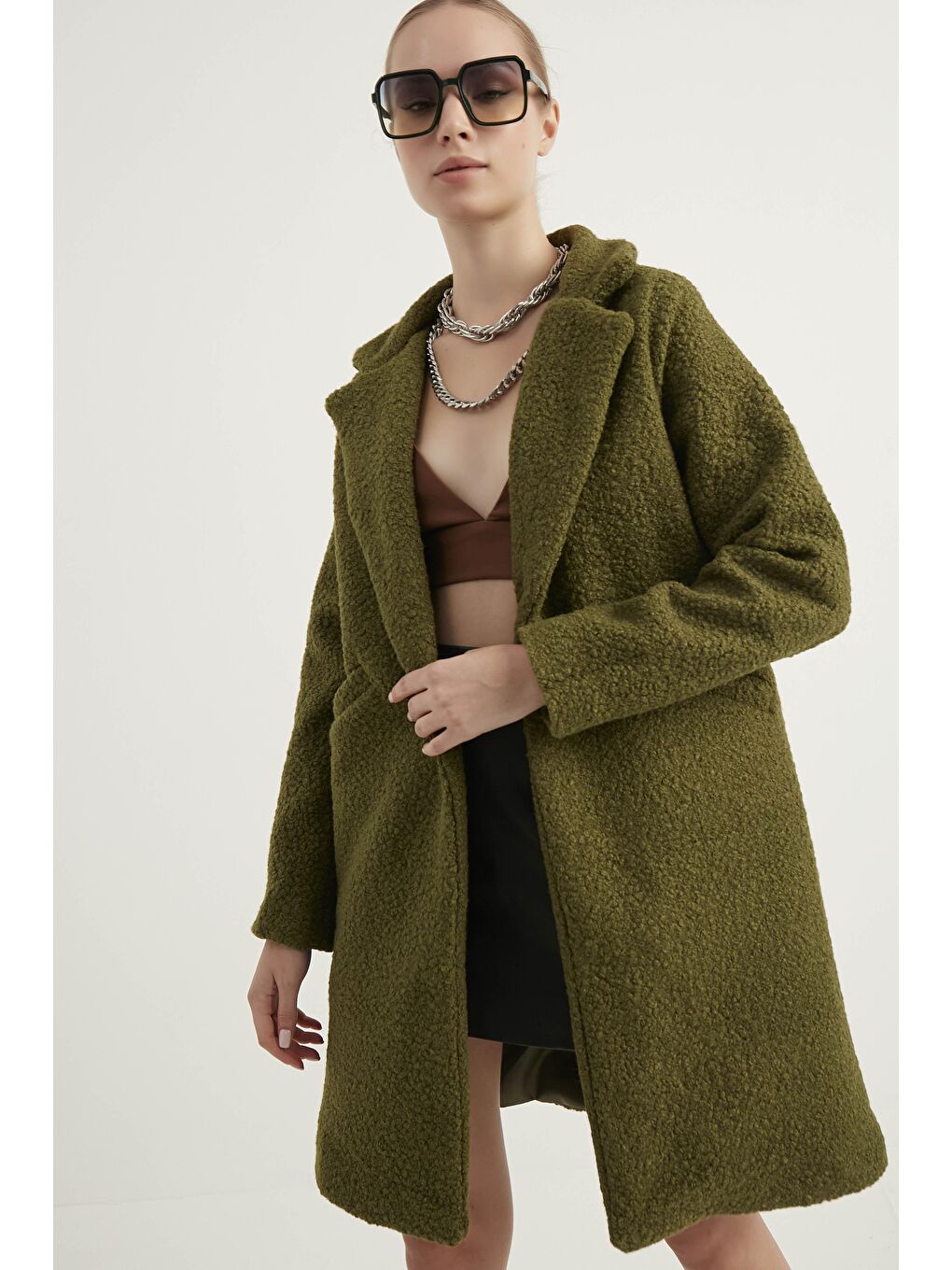 Kadın Haki Buklet Kaban-1