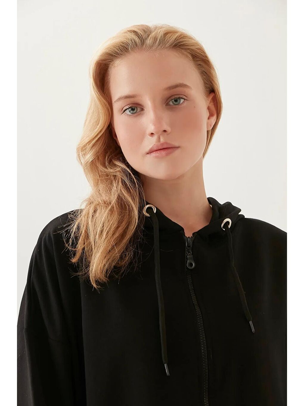 Siyah Unısex Fermuarlı Oversize Sweat-2