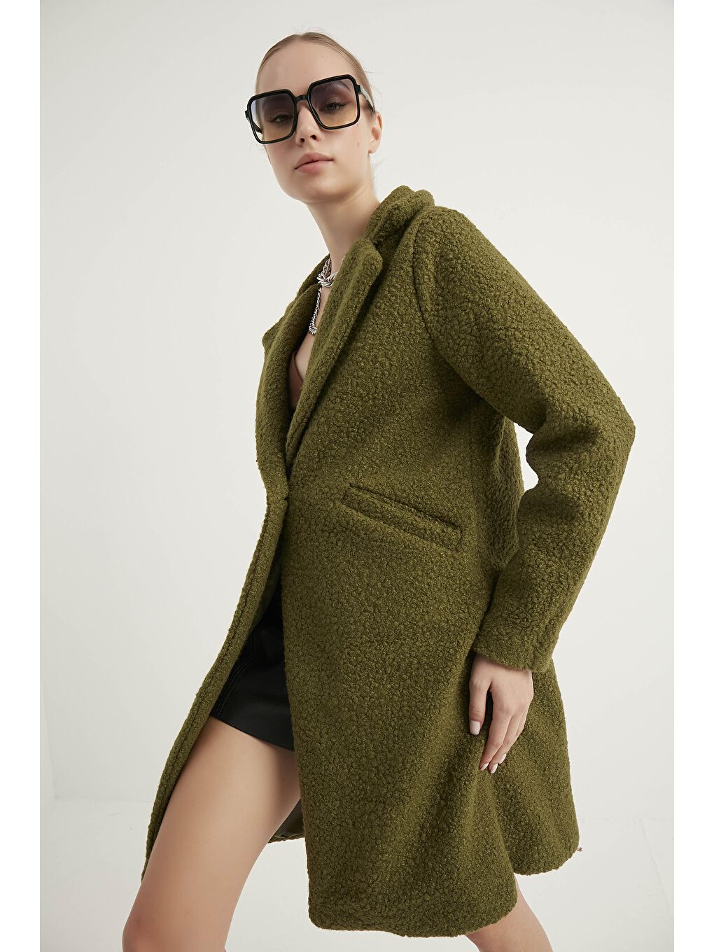 Kadın Haki Buklet Kaban-2