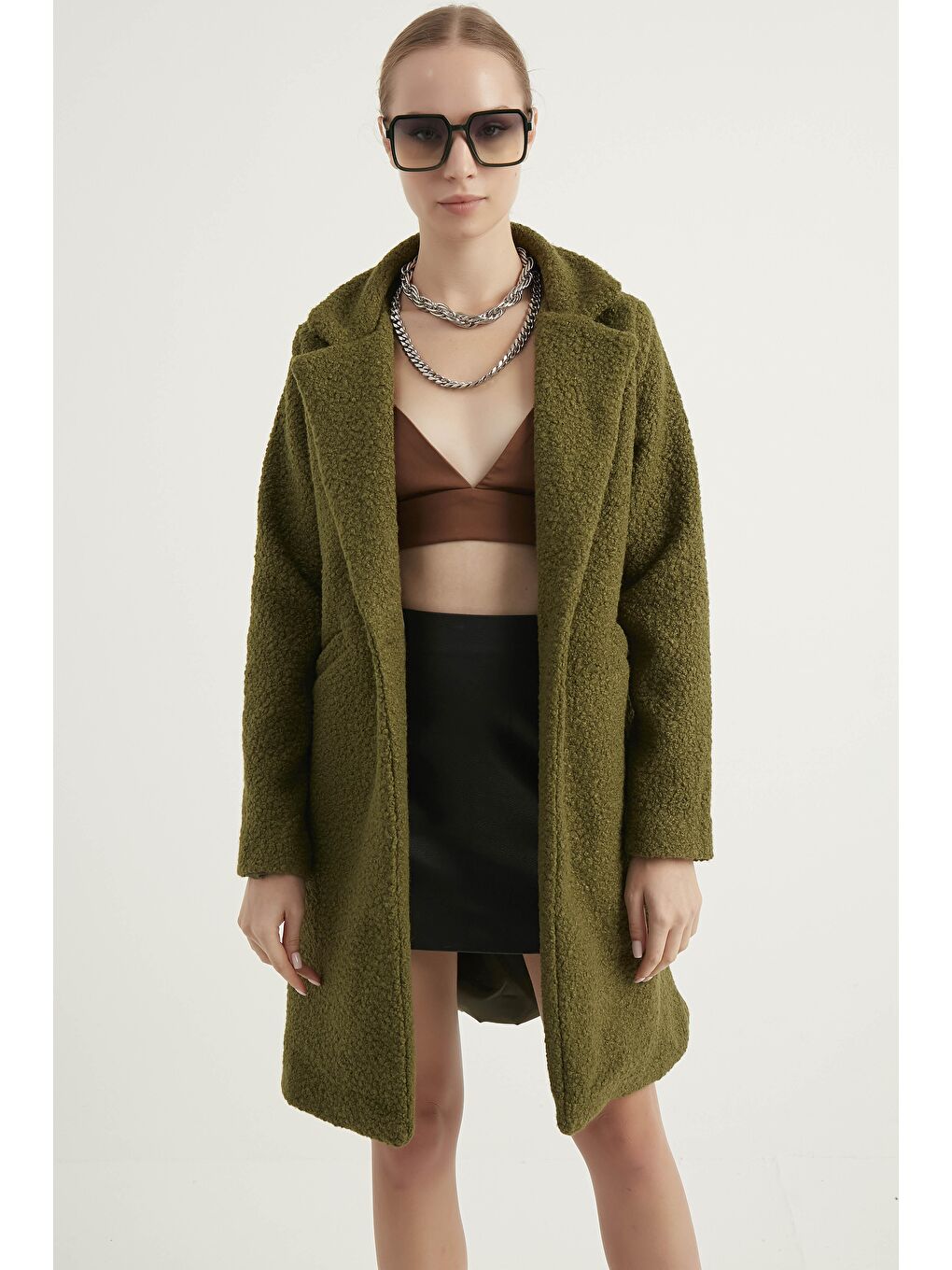 Kadın Haki Buklet Kaban-3