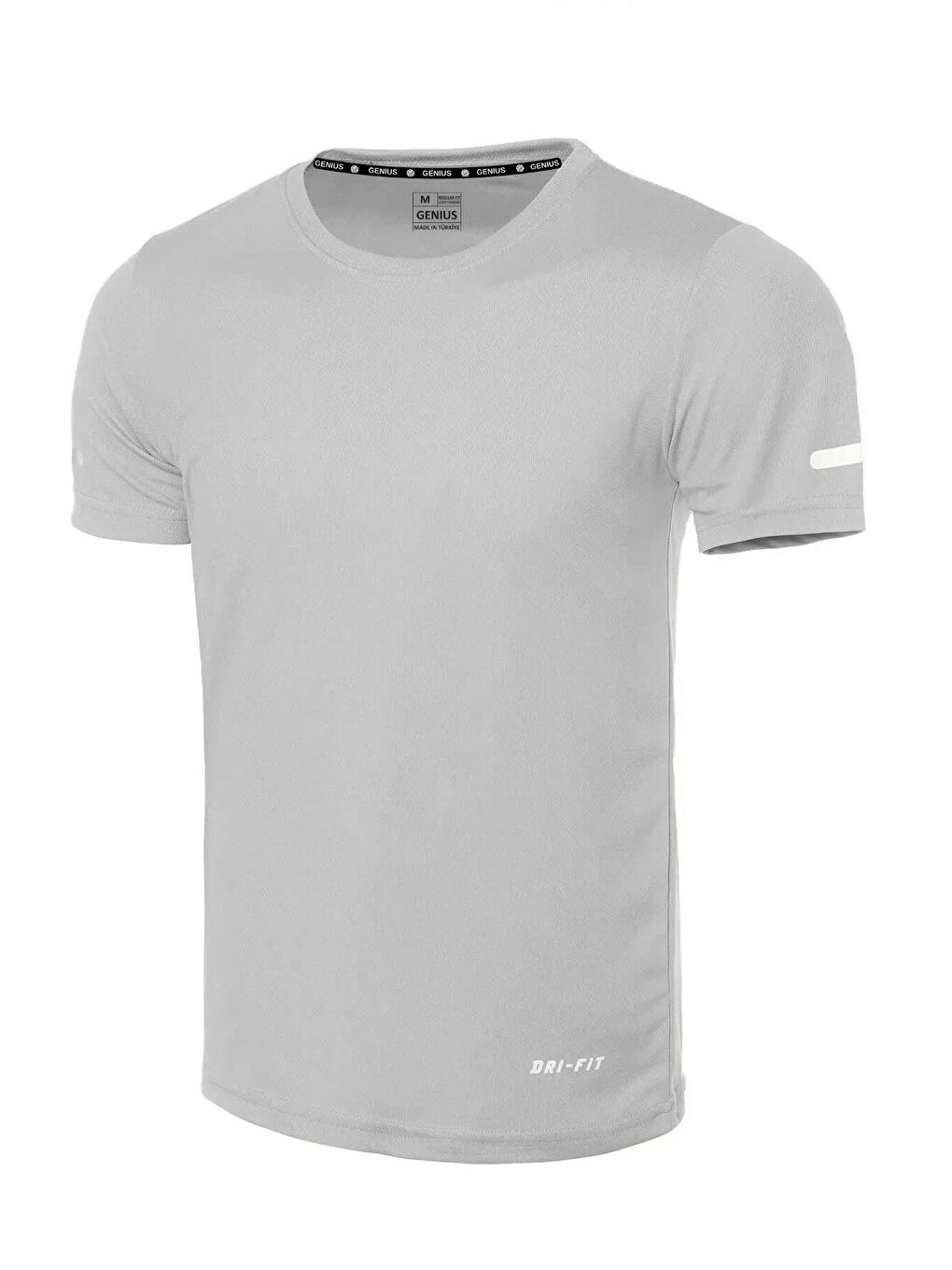 GENIUS STORE Gri Erkek Nem Emici Hızlı Kuruma Atletik Teknik Performans Spor T-shirt Drıfıt-kısakol