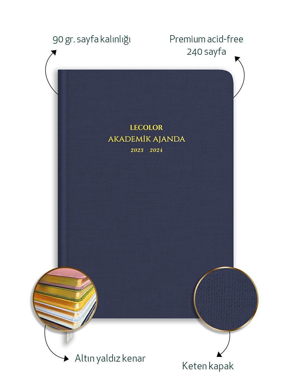 Keten Akademik Ajanda Limited Edition 17x24 Ciltli 23/24 17 Aylık Lacivert-1