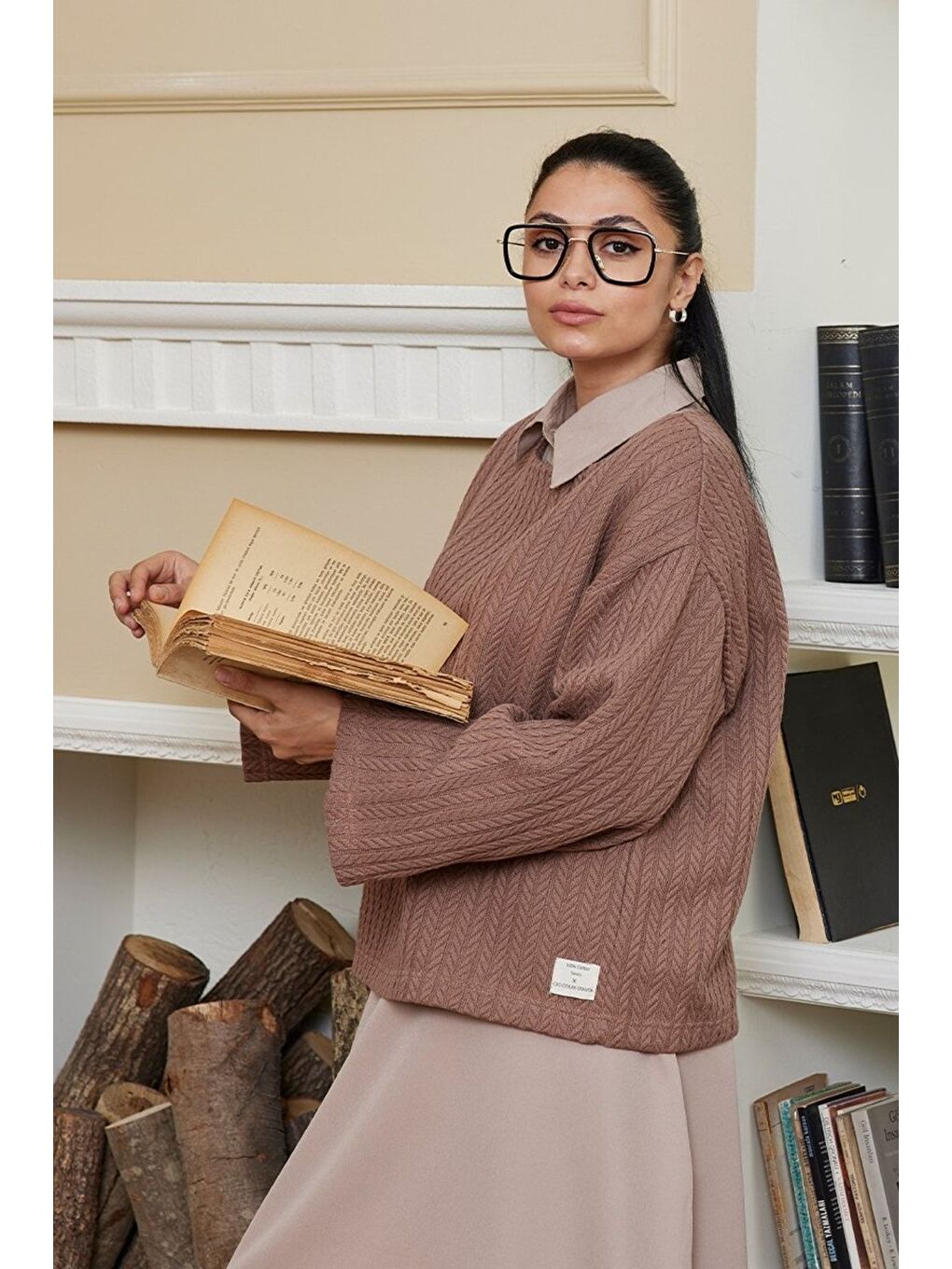 Kahverengi Çikolata Triko Crop