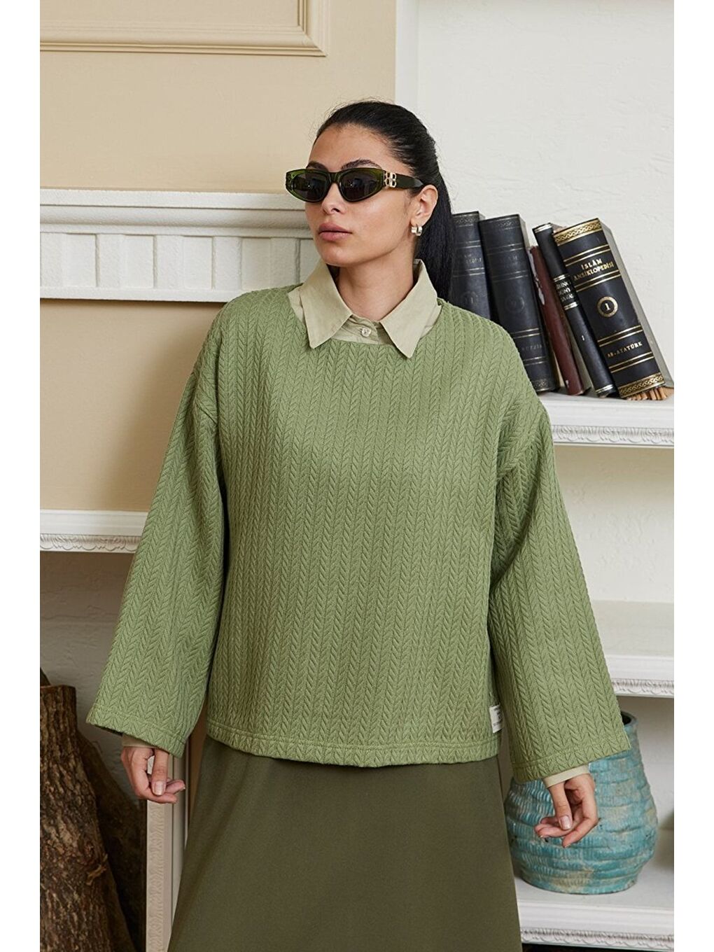 Ceylan Otantik Mint Yeşil Triko Crop