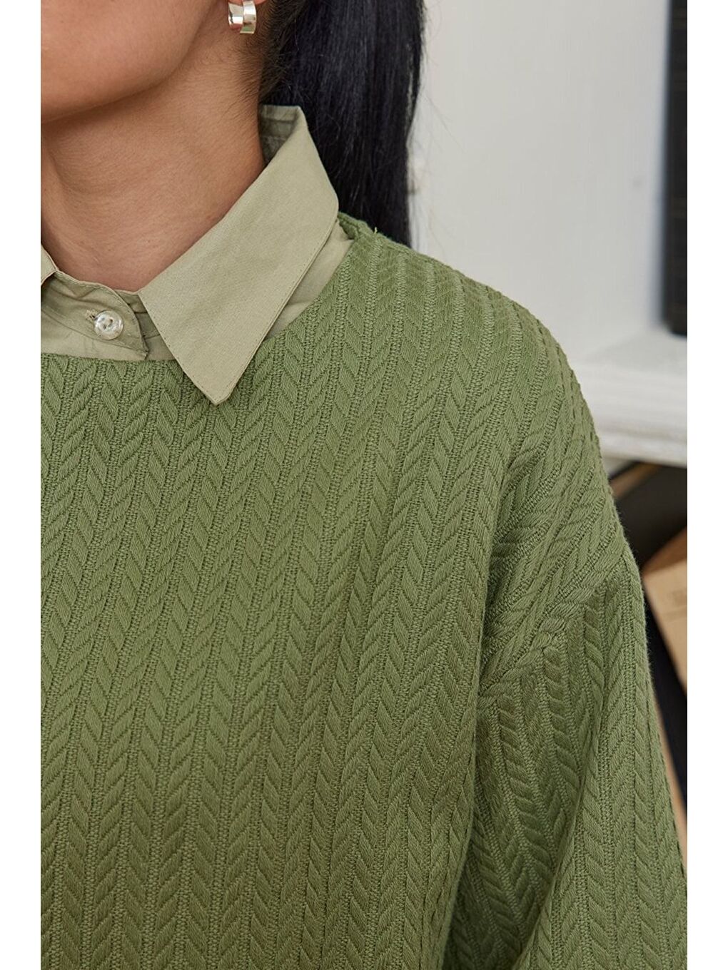 Ceylan Otantik Mint Yeşil Triko Crop - 2
