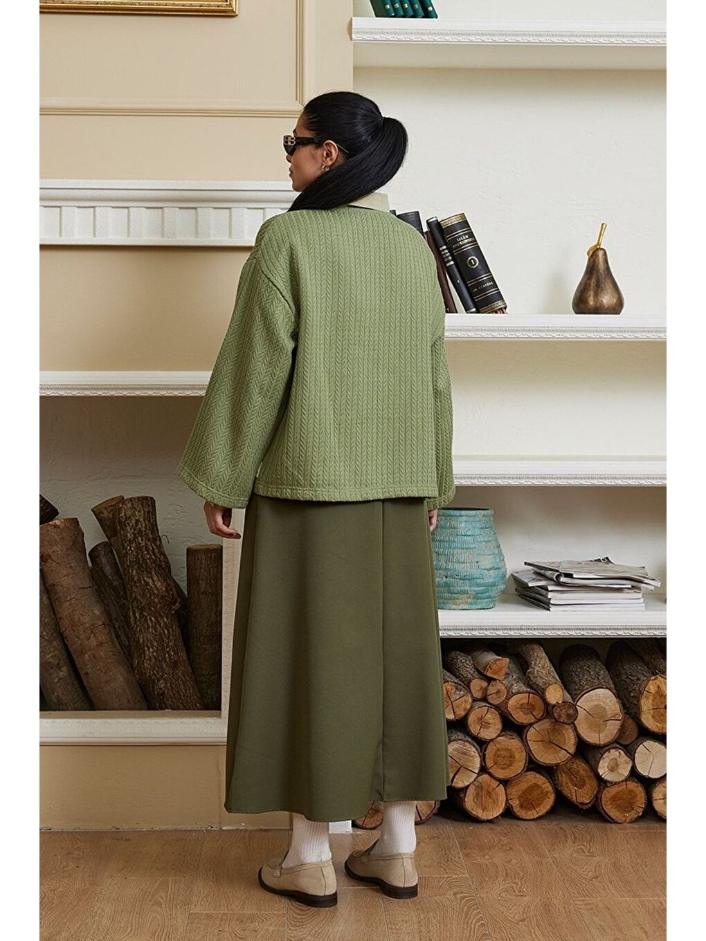 Ceylan Otantik Mint Yeşil Triko Crop - 4