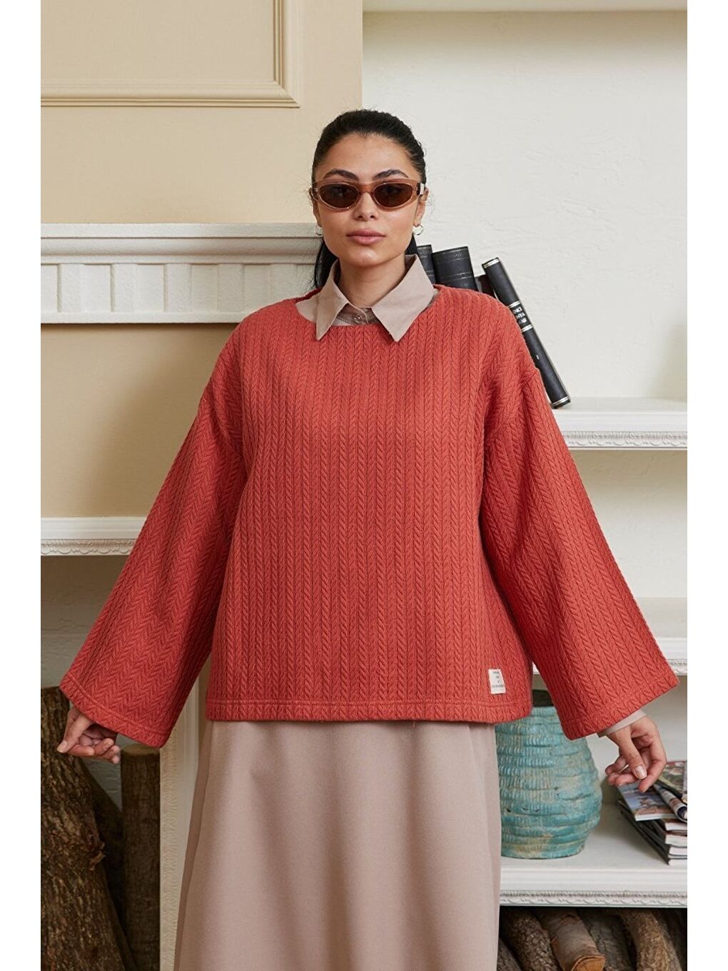 Kahverengi Kiremit Triko Crop