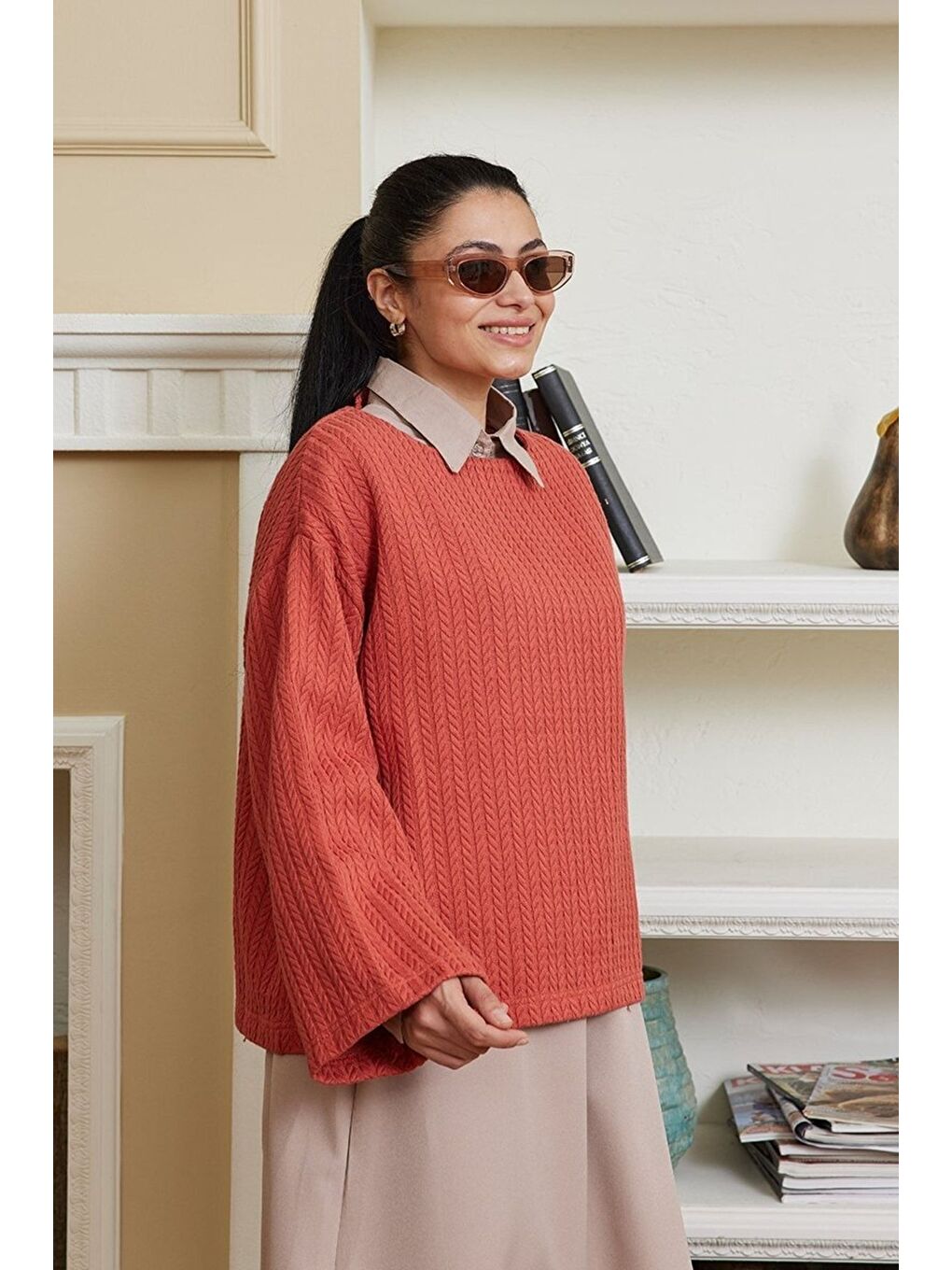 Kahverengi Kiremit Triko Crop-3