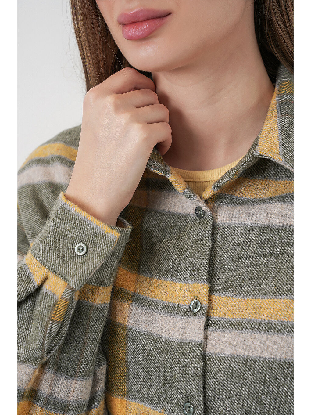 3854 Ekose Desen Çift Cepli Oduncu Gömlek - E.Yeşil-4