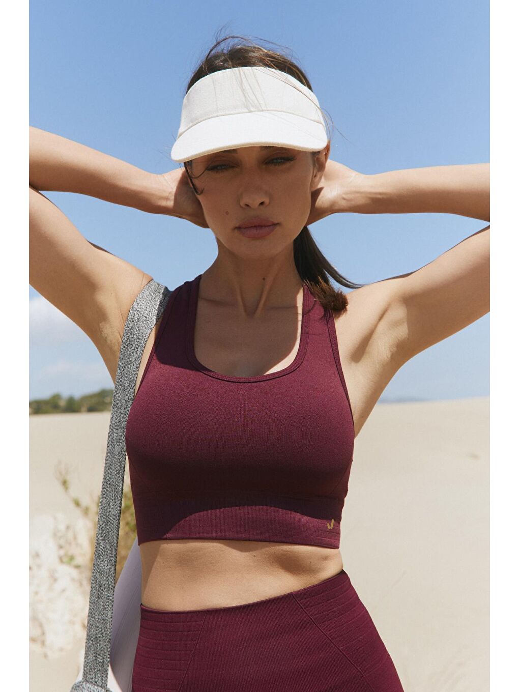 Gela Çift Katlı Kompress Sport Bra Bordo