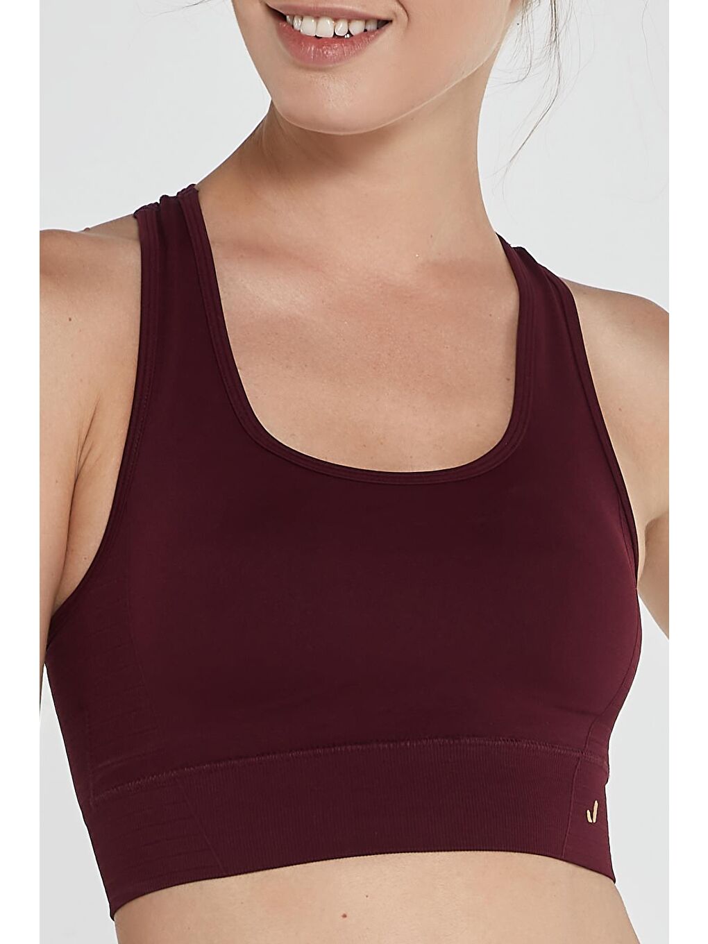 Gela Çift Katlı Kompress Sport Bra Bordo-1