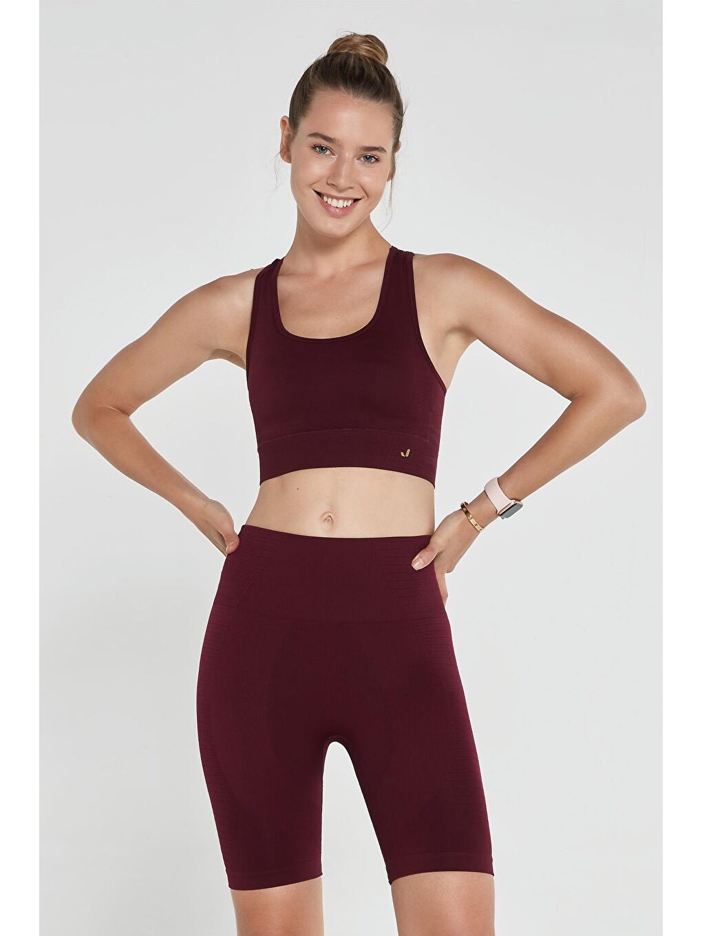 Gela Çift Katlı Kompress Sport Bra Bordo-2