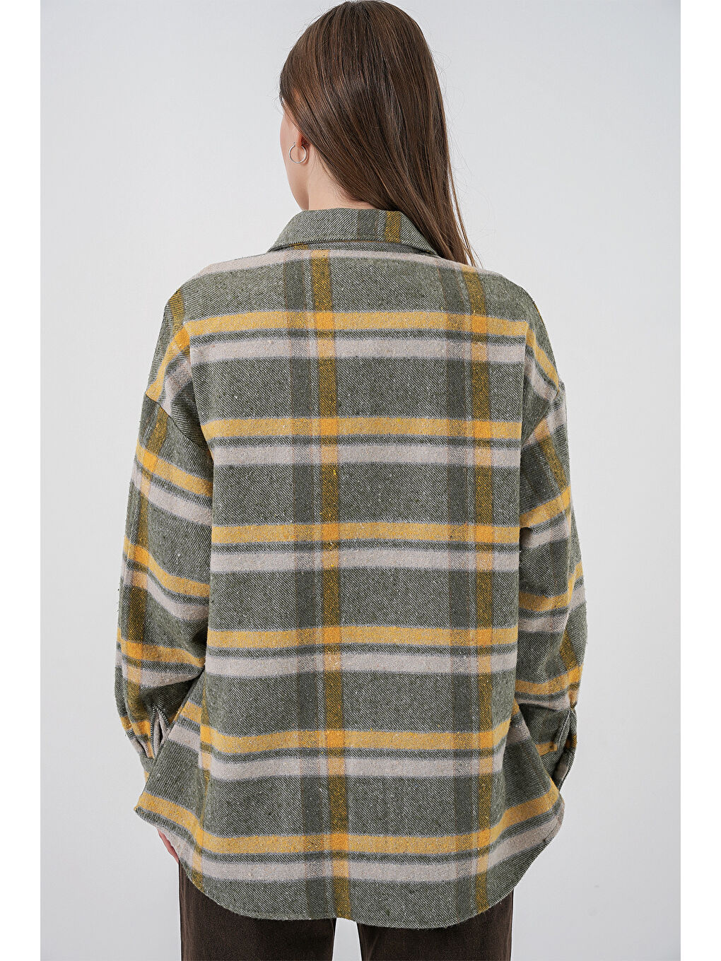 3854 Ekose Desen Çift Cepli Oduncu Gömlek - E.Yeşil-5