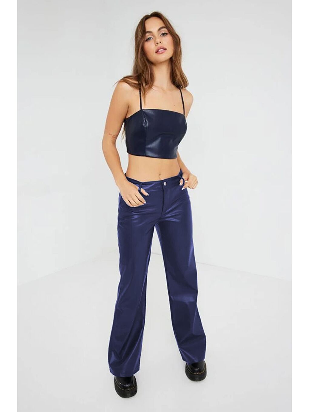 Lacivert Deri Pantolon Mg1316-2