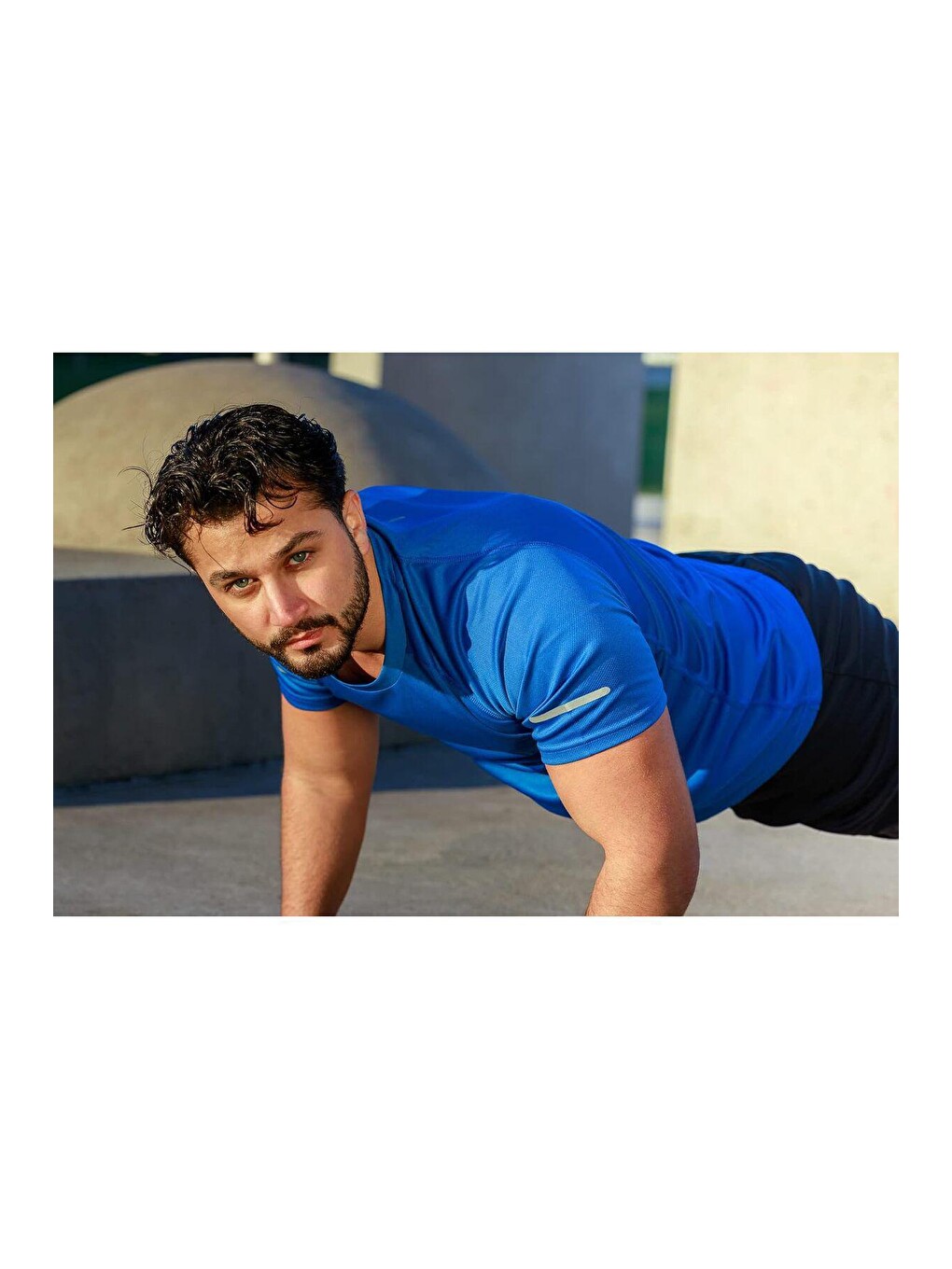 Mavi Erkek Nem Emici Hızlı Kuruma Atletik Teknik Performans Spor Tişört Drıfıt-kısakol-5