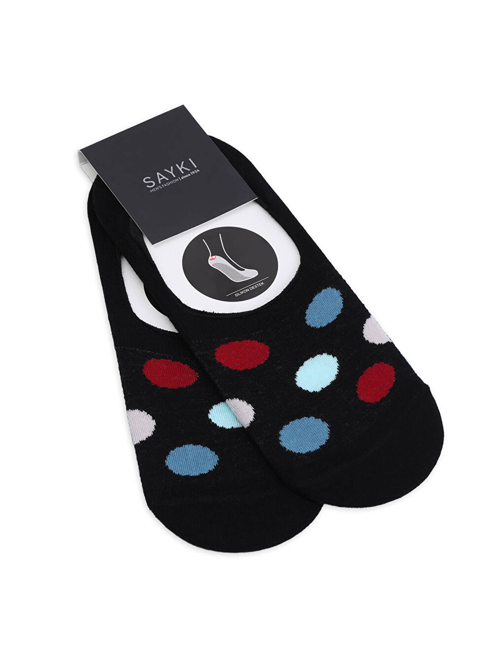 Siyah İkili Puantiyeli Pamuklu Babet Çorap