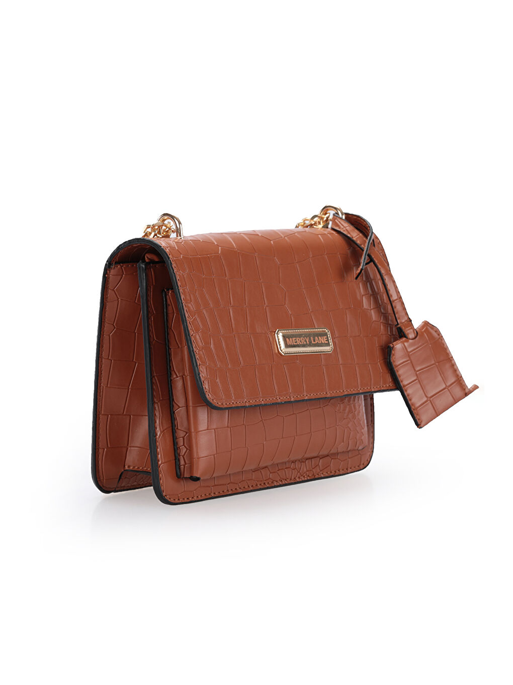 Kahverengi MILANO KROKO Kadın Taba Omuz Çantası-1