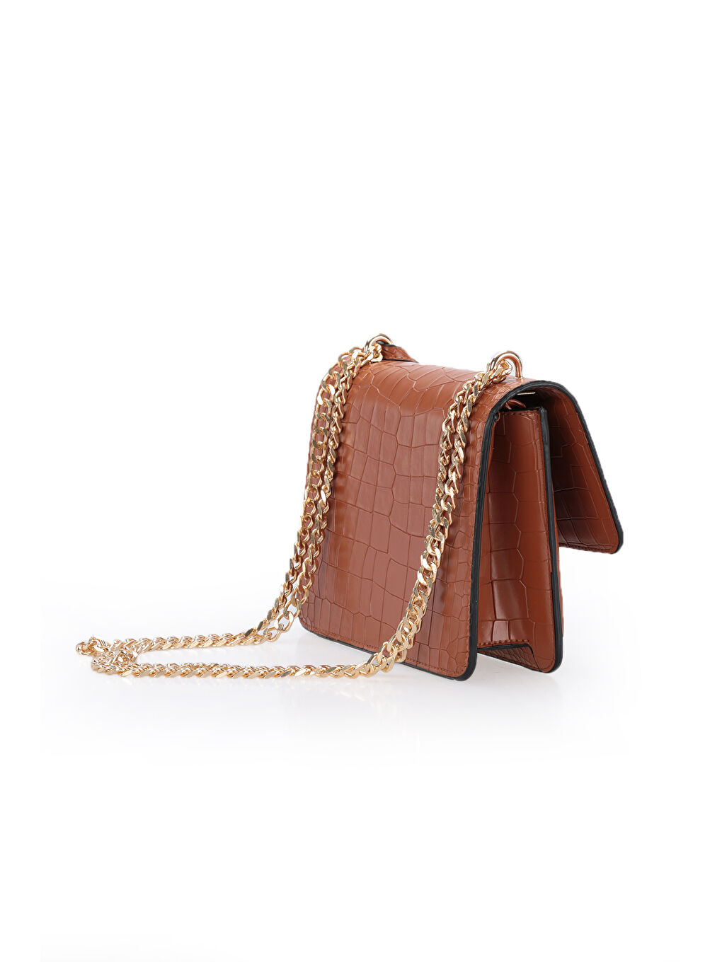 Kahverengi MILANO KROKO Kadın Taba Omuz Çantası-3