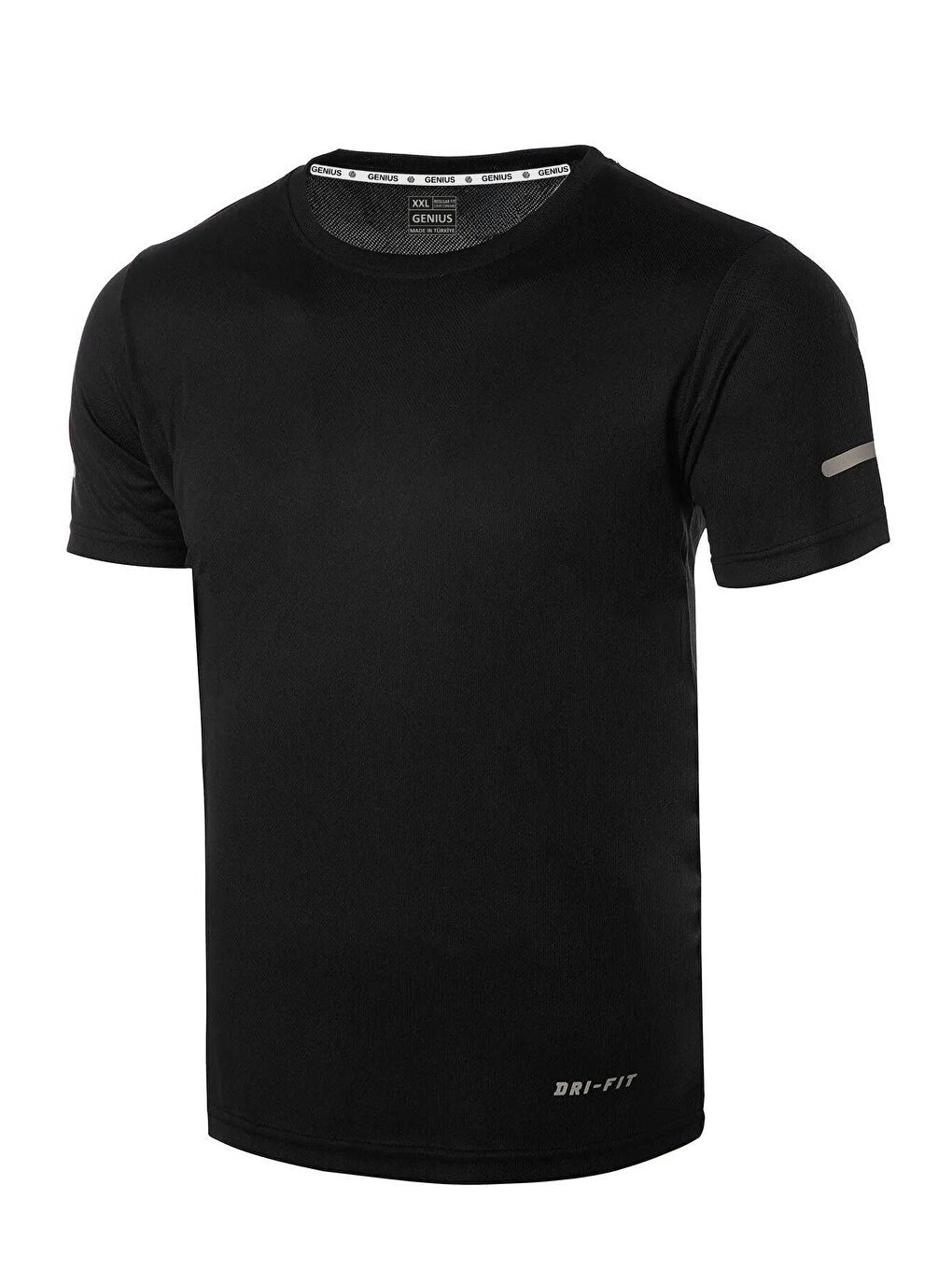 GENIUS STORE Siyah Erkek Nem Emici Hızlı Kuruma Atletik Teknik Performans Spor T-shirt Drıfıt-kısakol