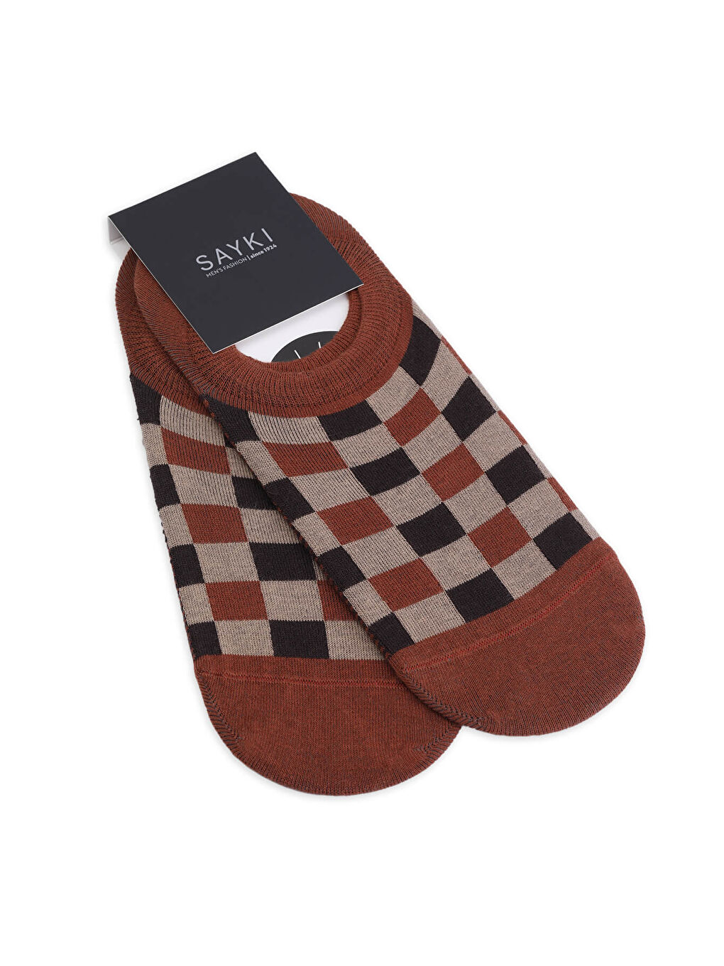 Kırmızı Kiremit İkili Pamuklu Kareli Babet Çorap