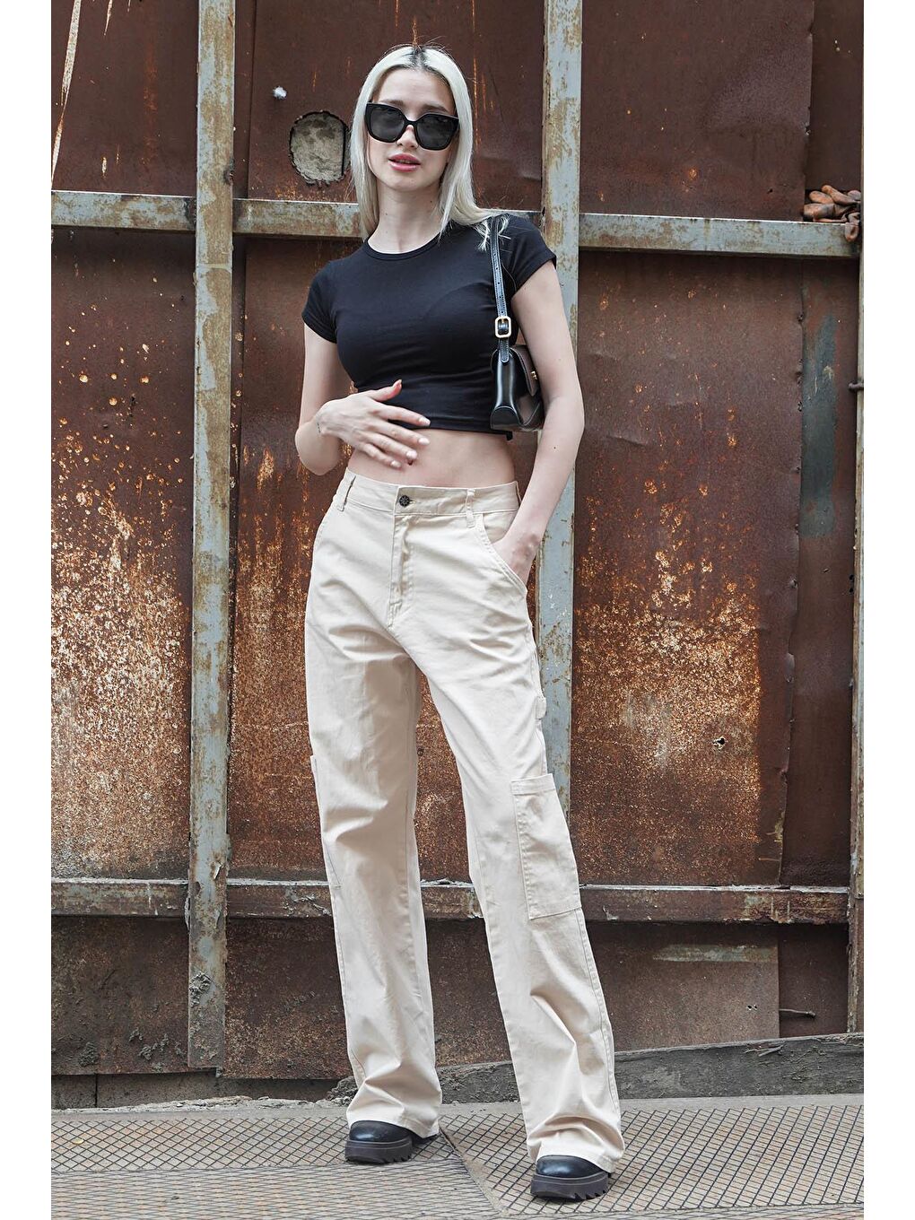 Bej Straight Fit Kargo Pantolon Mg1601