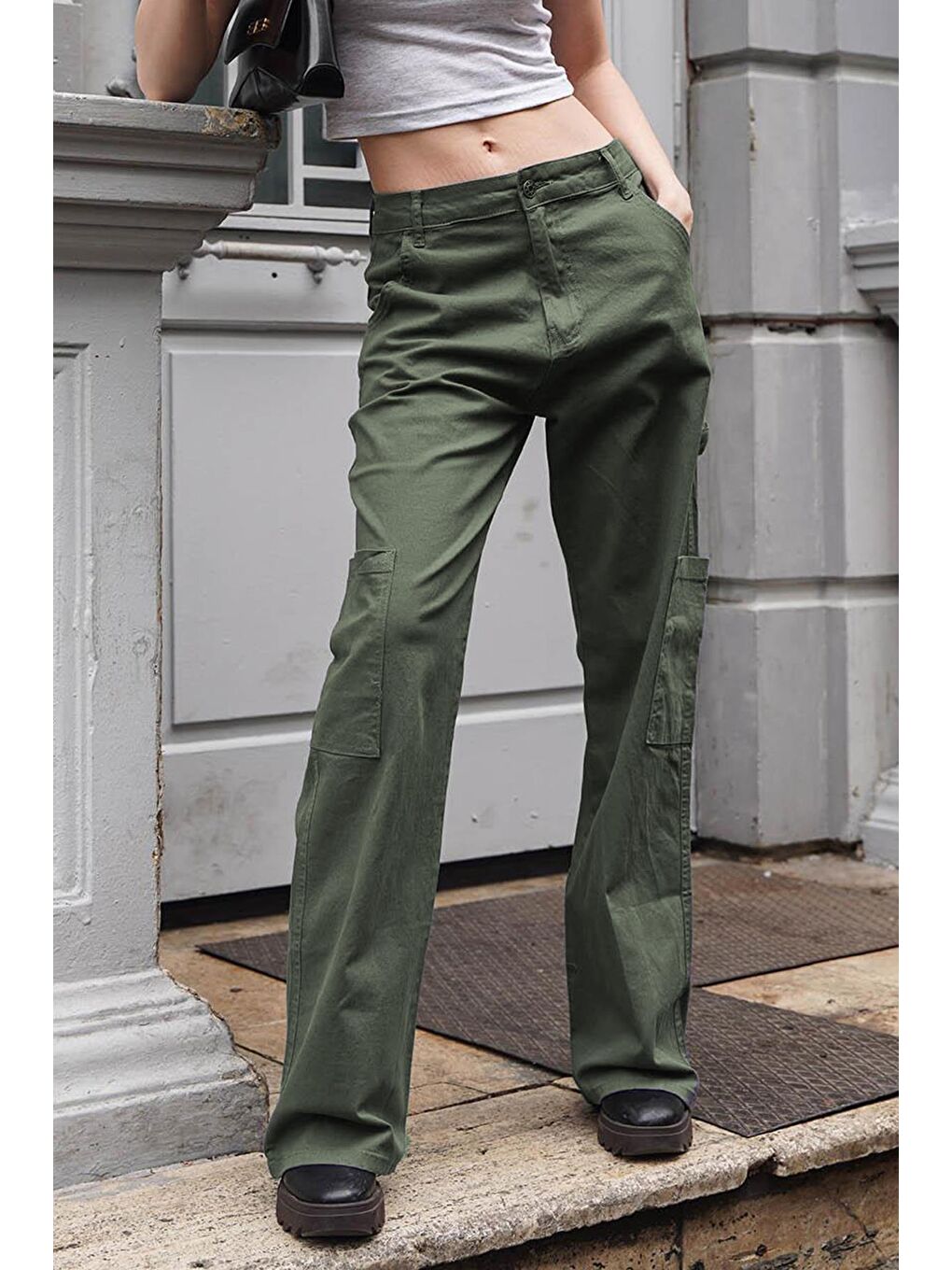 Haki Straight Fit Kargo Pantolon Mg1601-1