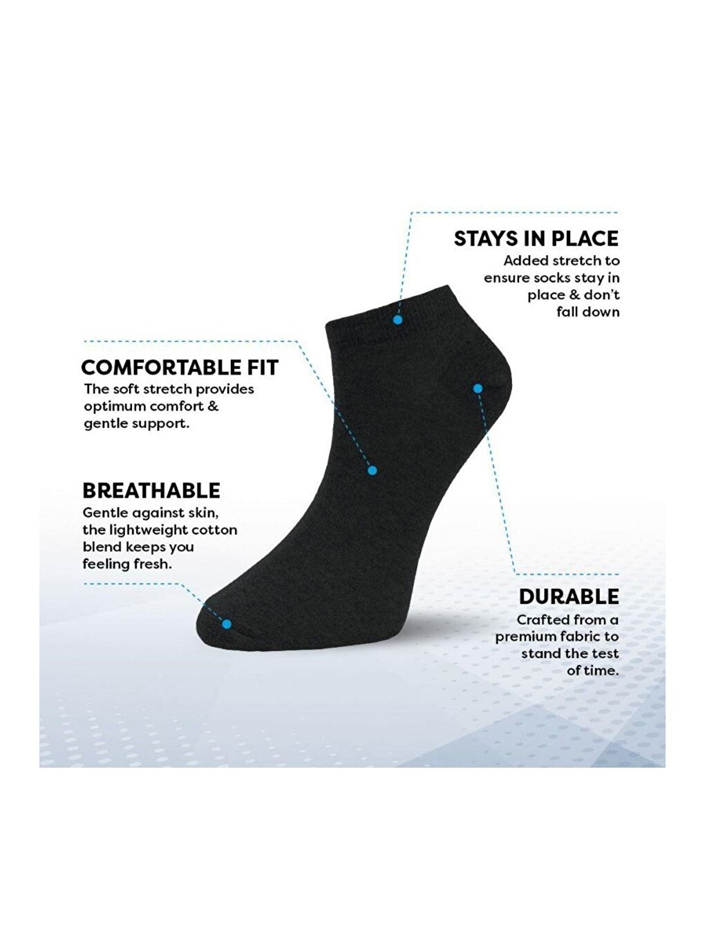 6'lı Erkek Siyah Pamuklu Yüksek Kaliteli Yumuşak Nefes Alabilen Dayanıklı Premium Kutulu Patik Çorap-2