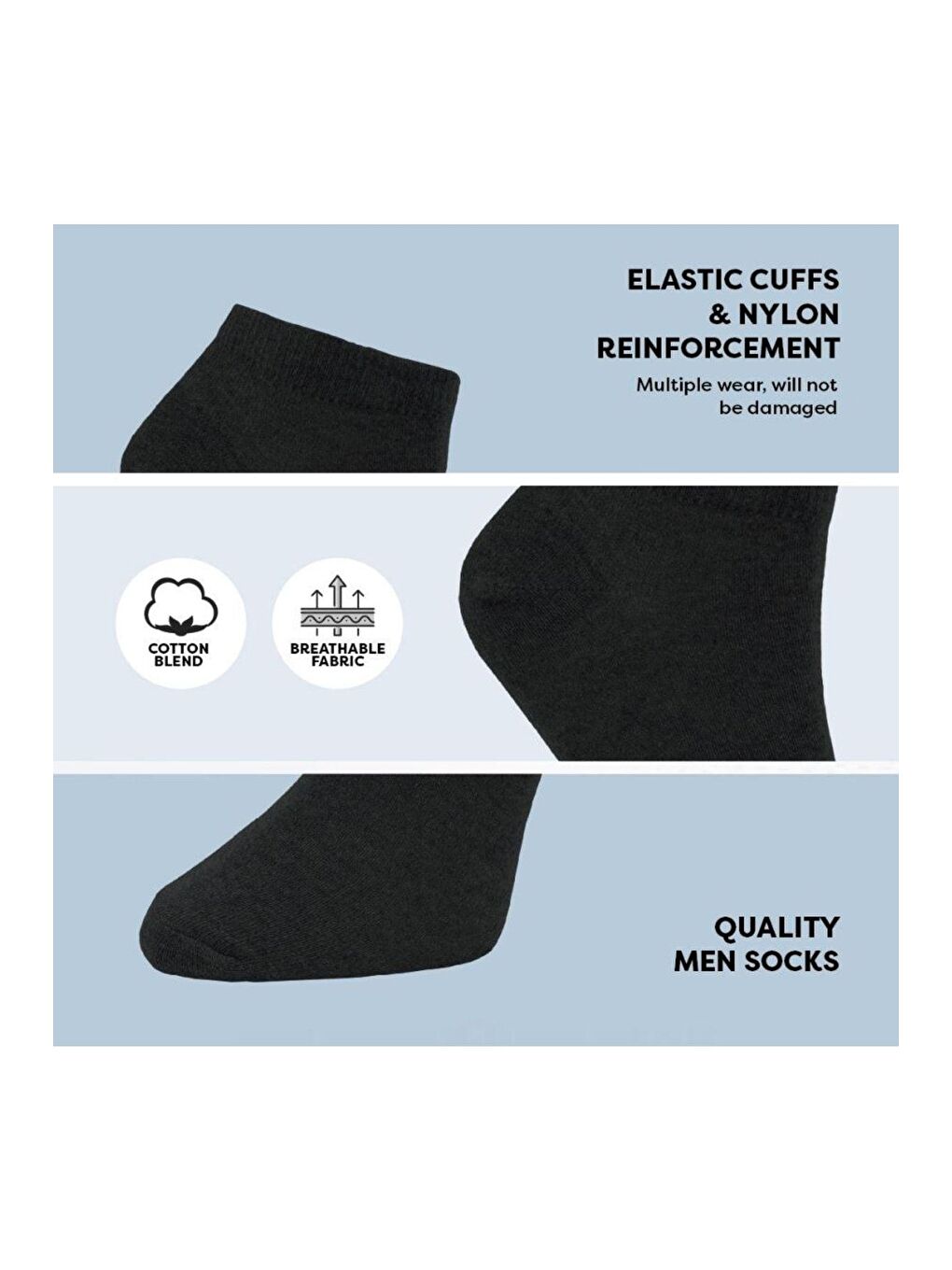 6'lı Erkek Siyah Pamuklu Yüksek Kaliteli Yumuşak Nefes Alabilen Dayanıklı Premium Kutulu Patik Çorap-3