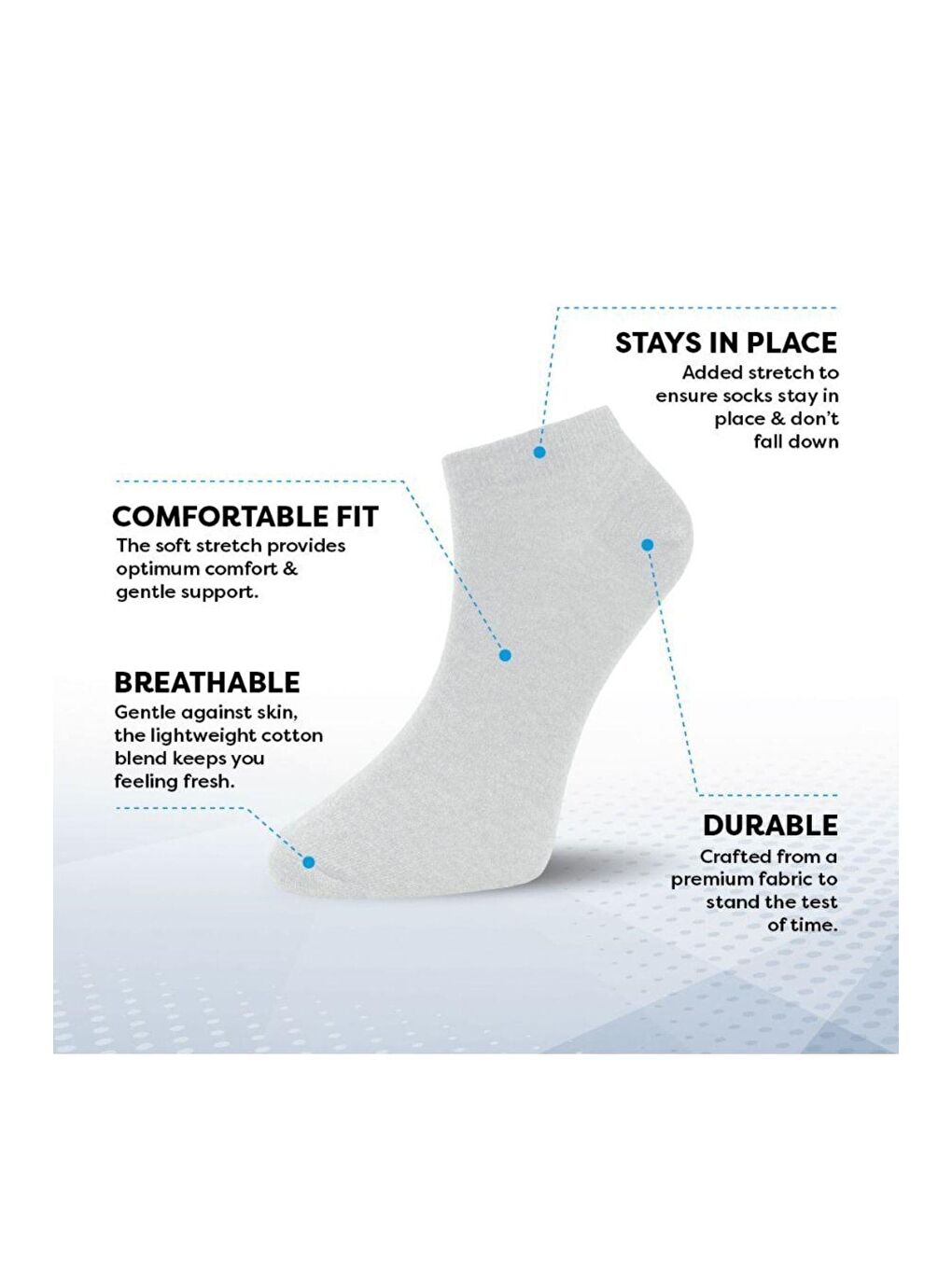 6'lı Erkek Beyaz Pamuklu Yüksek Kaliteli Yumuşak Nefes Alabilen Dayanıklı Premium Kutulu Patik Çorap-2