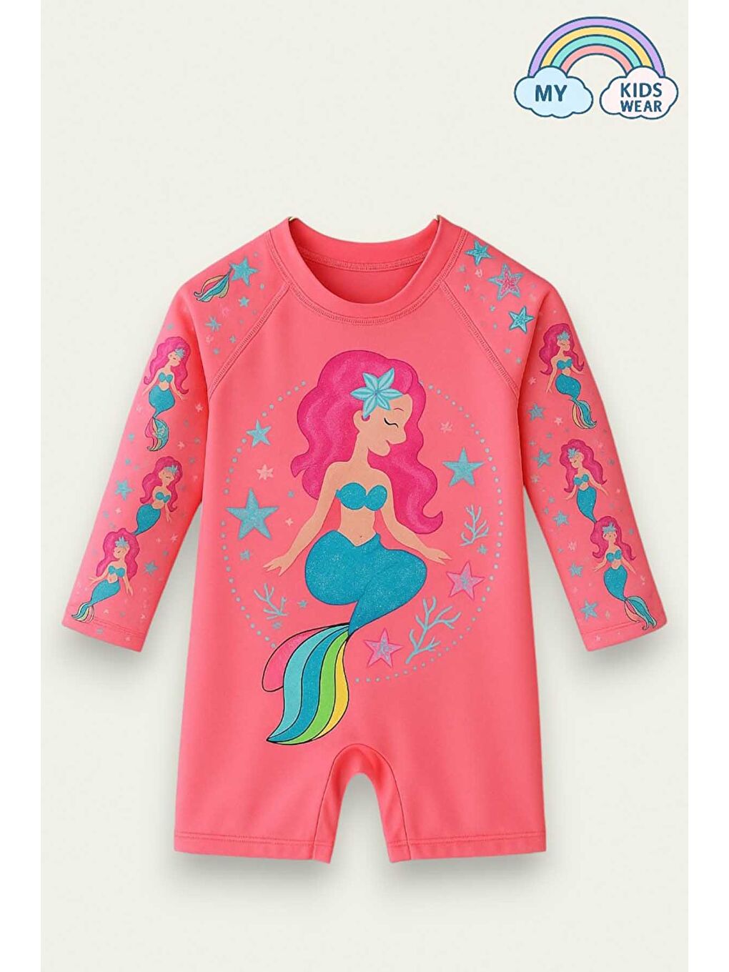 Pembe Kız Cocuk Uzun Kollu ve Fermuarlı Mayo 2 -10 Yas 11903