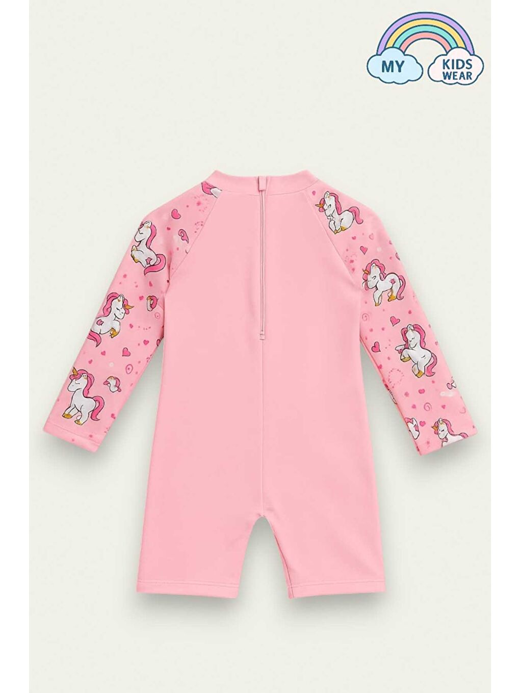 Pembe Kız Cocuk Uzun Kollu ve Fermuarlı Mayo Takımı 3 -10 Yas 11905-1