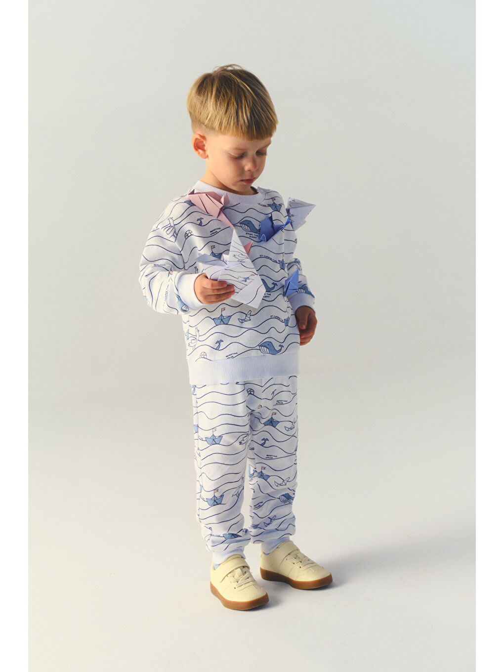 Erkek Çocuk Baskılı Sweatshirt Beyaz-1