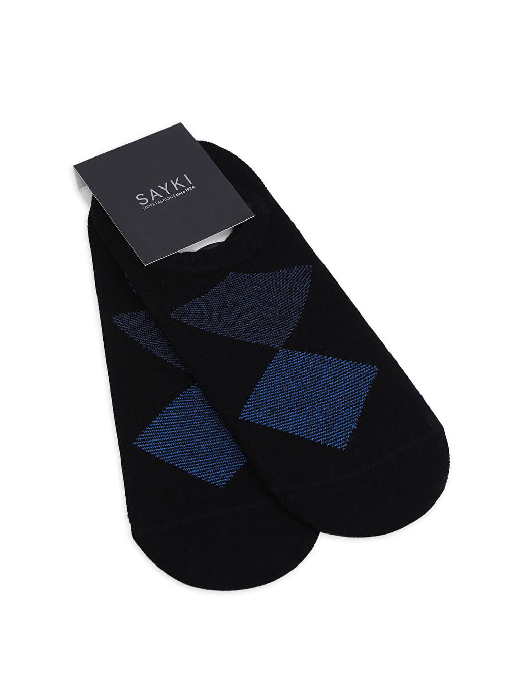 Siyah İkili Desenli Pamuklu Babet Çorap