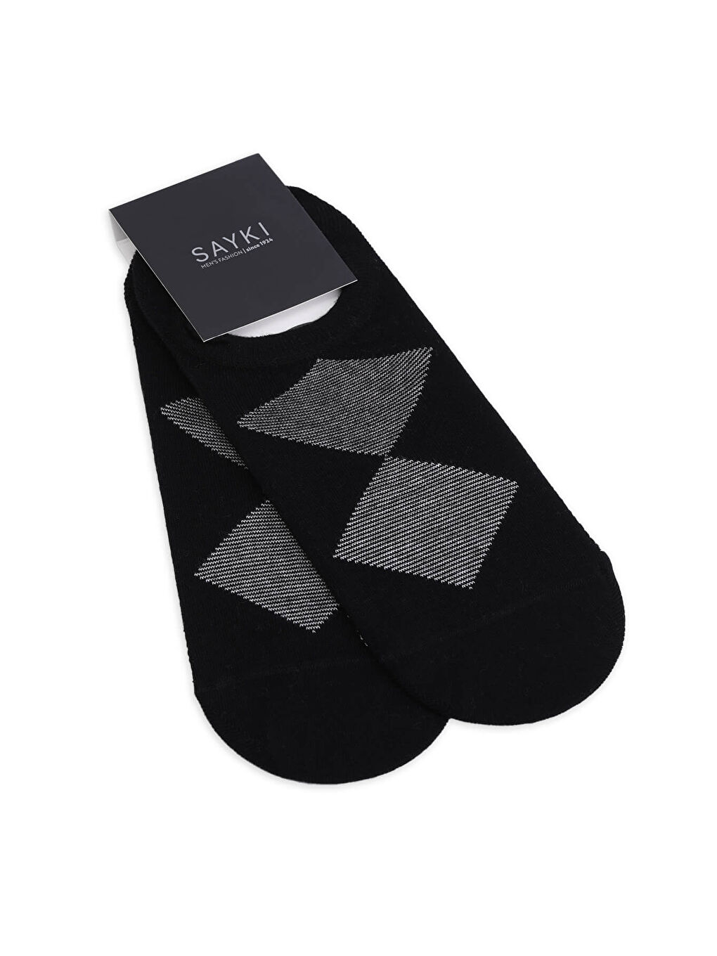 Siyah İkili Desenli Pamuklu Babet Çorap