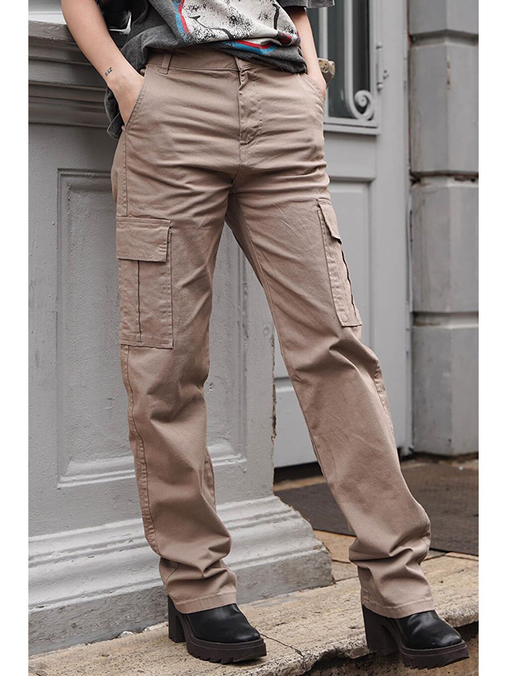 Bej Taş Rengi Cep Detaylı Kargo Pantolon Mg1602-4