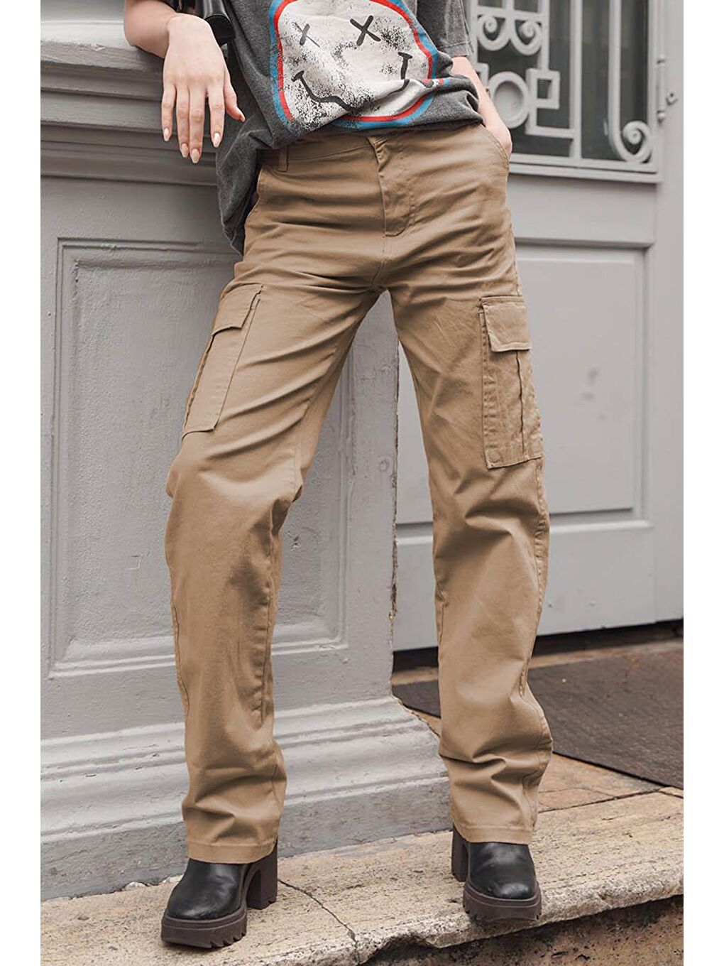 Bej Camel Cep Detaylı Kargo Pantolon Mg1602-2