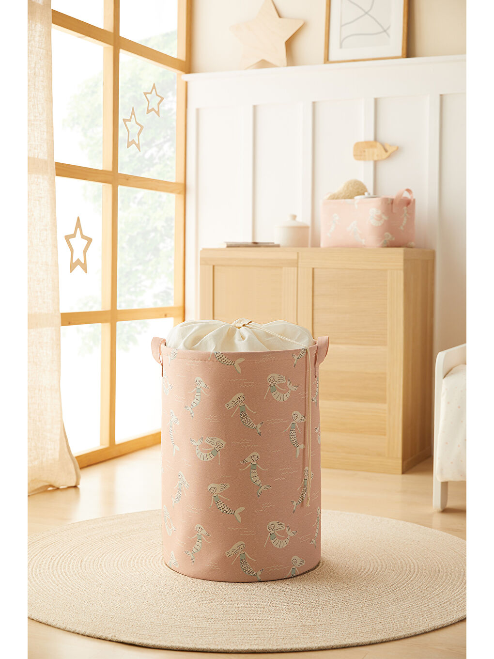 Çocuk Odası Ağzı Büzgülü Deniz Kızı Oyuncak Sepeti 36 x 50 cm