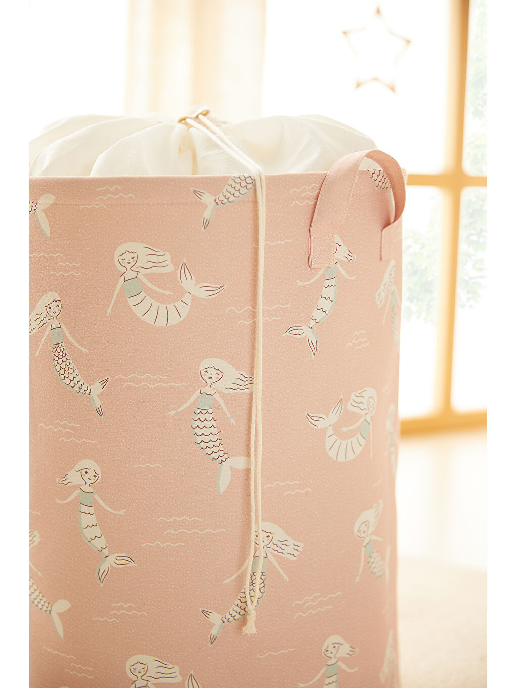 Çocuk Odası Ağzı Büzgülü Deniz Kızı Oyuncak Sepeti 36 x 50 cm-6