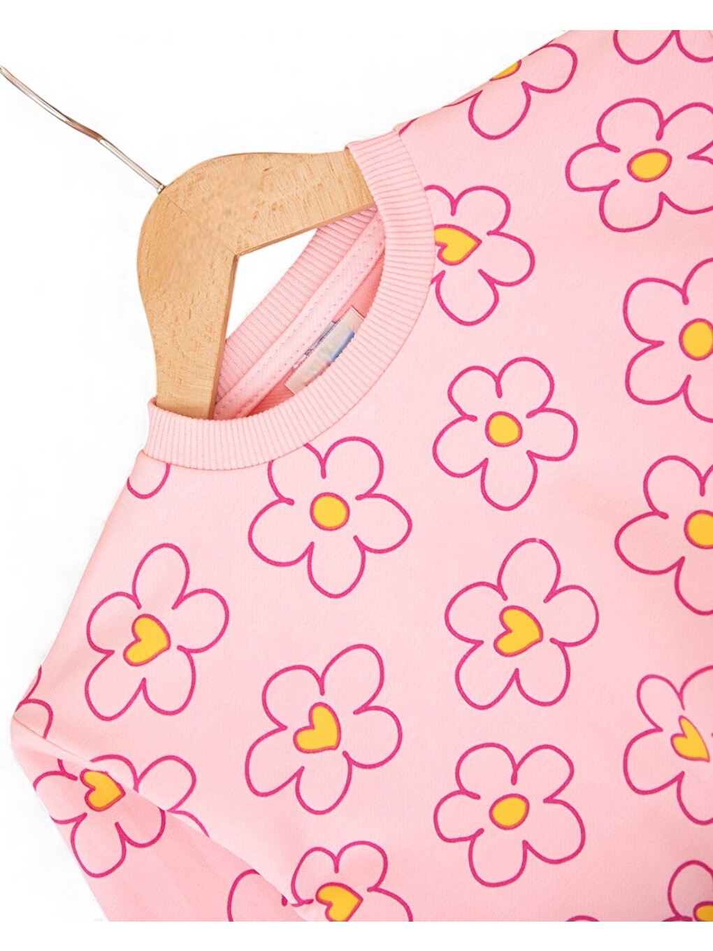 Pembe Kız Çocuk Mevsimlik Çiçek Baskılı, Çimalı Pantalonlu Takım-2